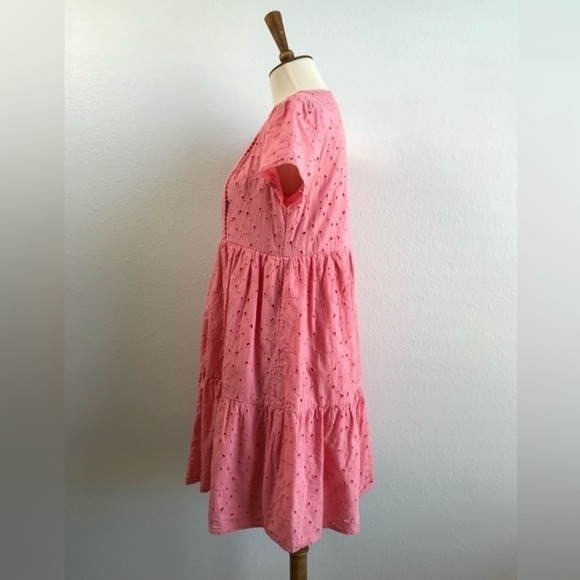 KNOX Rose Women's Pink peach Eyelet Baby Doll Dress‎ Size S NWT Summer melon - Picture 3 of 13